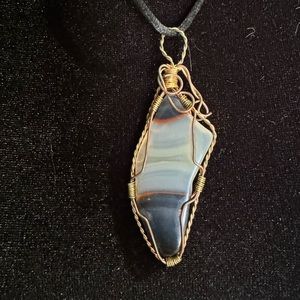 Handmade // Wire Wrapped Stone Pendant Necklace